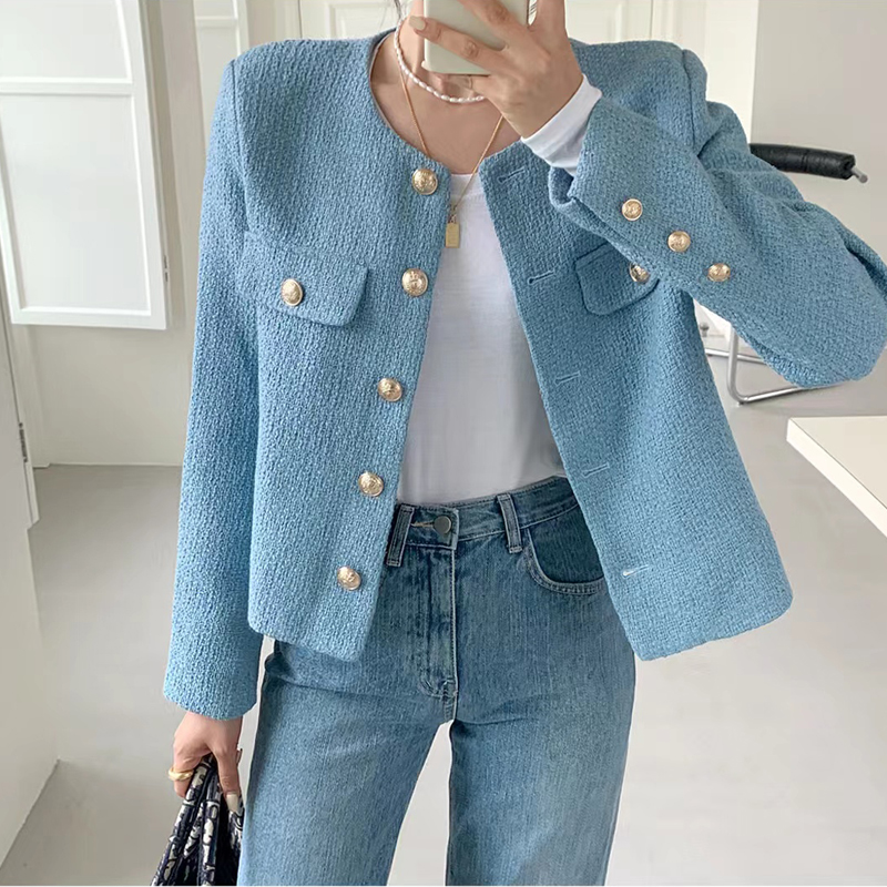 Korean Chic French Tweed-Style Women's Short Jacket - Style 69e66c