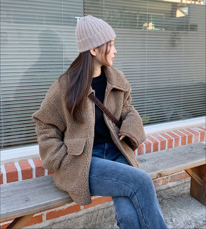 Korean Chic Winter Commute Warm Fleece Jacket