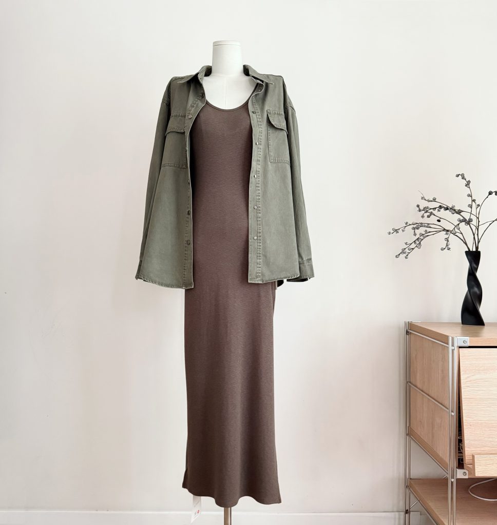 SUNONEONE Slim Fit U Neck Long Knit Cami Dress Women Spring Cinched Waist Long Dress